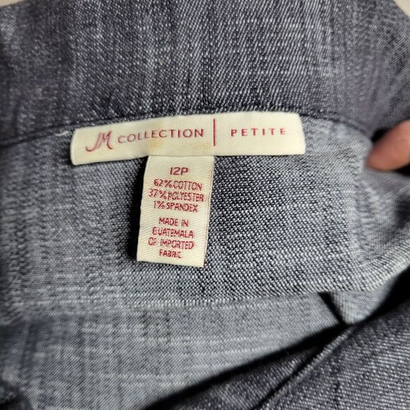 JM collection denim collared button, pockets blazer jacket size 12P UNIQUE - Picture 5 of 6